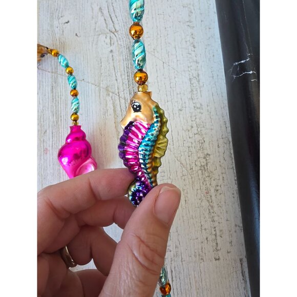 Radko seaside greetings seahorse shell Garland RARE Xmas glass tropical pink rai - Picture 15 of 15